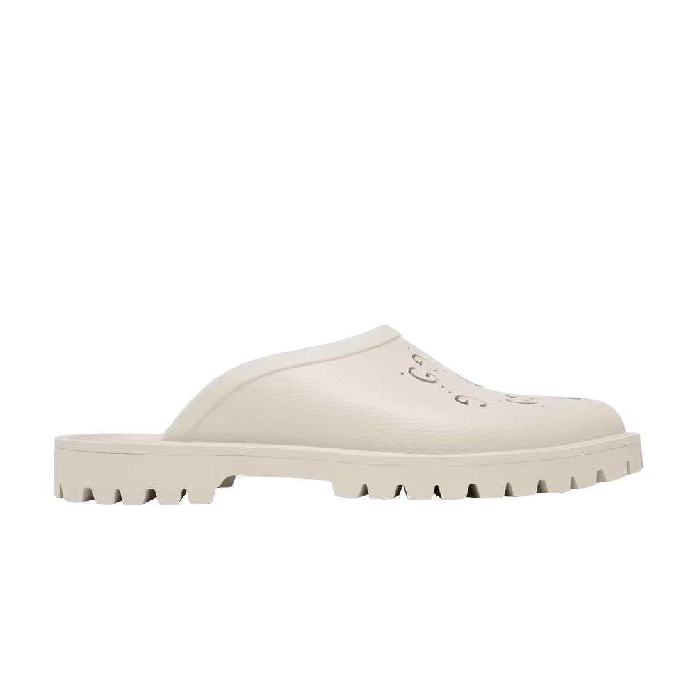 Gucci Slip On Sandal Cut Out Monogram - Mystic White