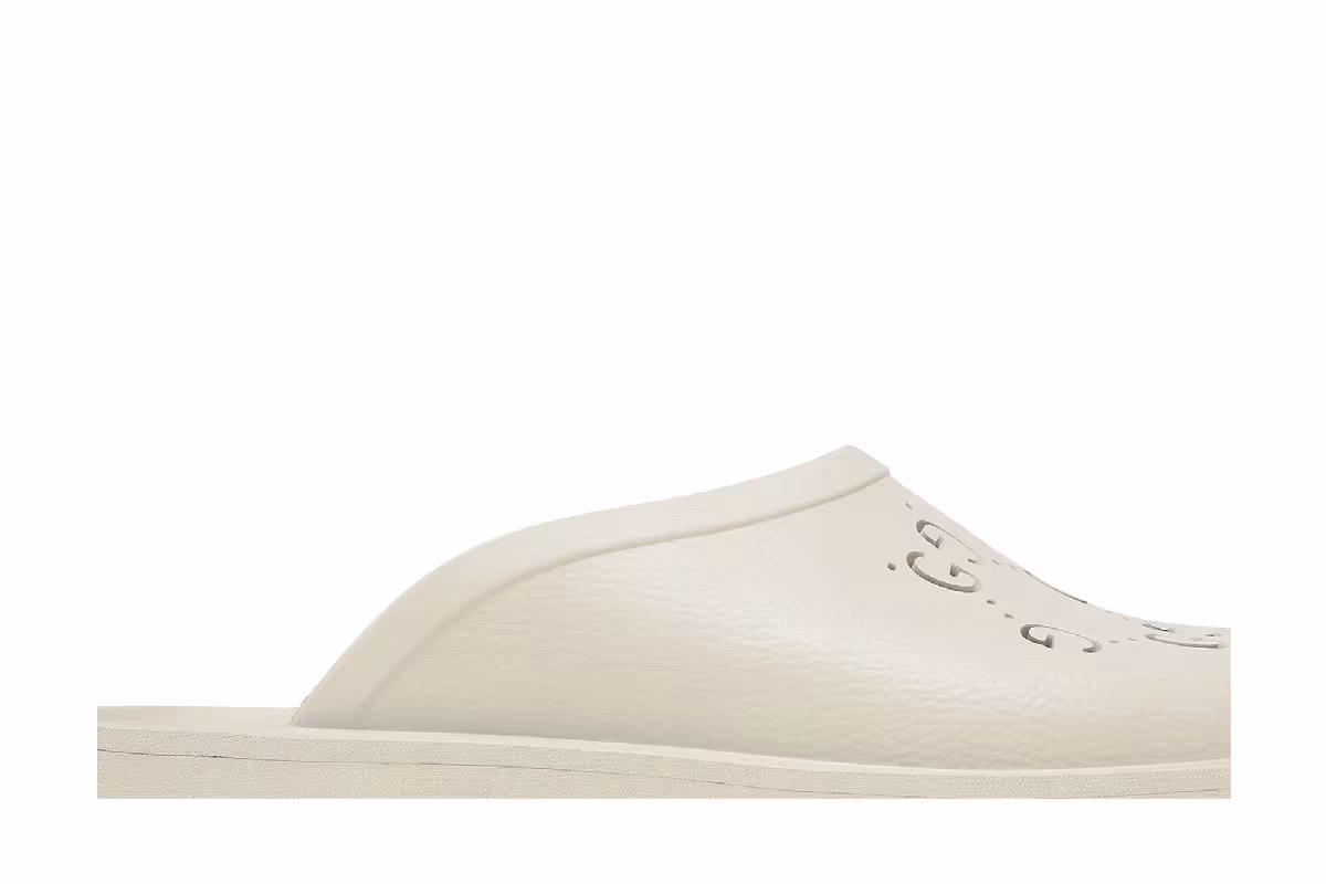 Gucci Slip On Sandal Cut Out Monogram - Mystic White, view 3