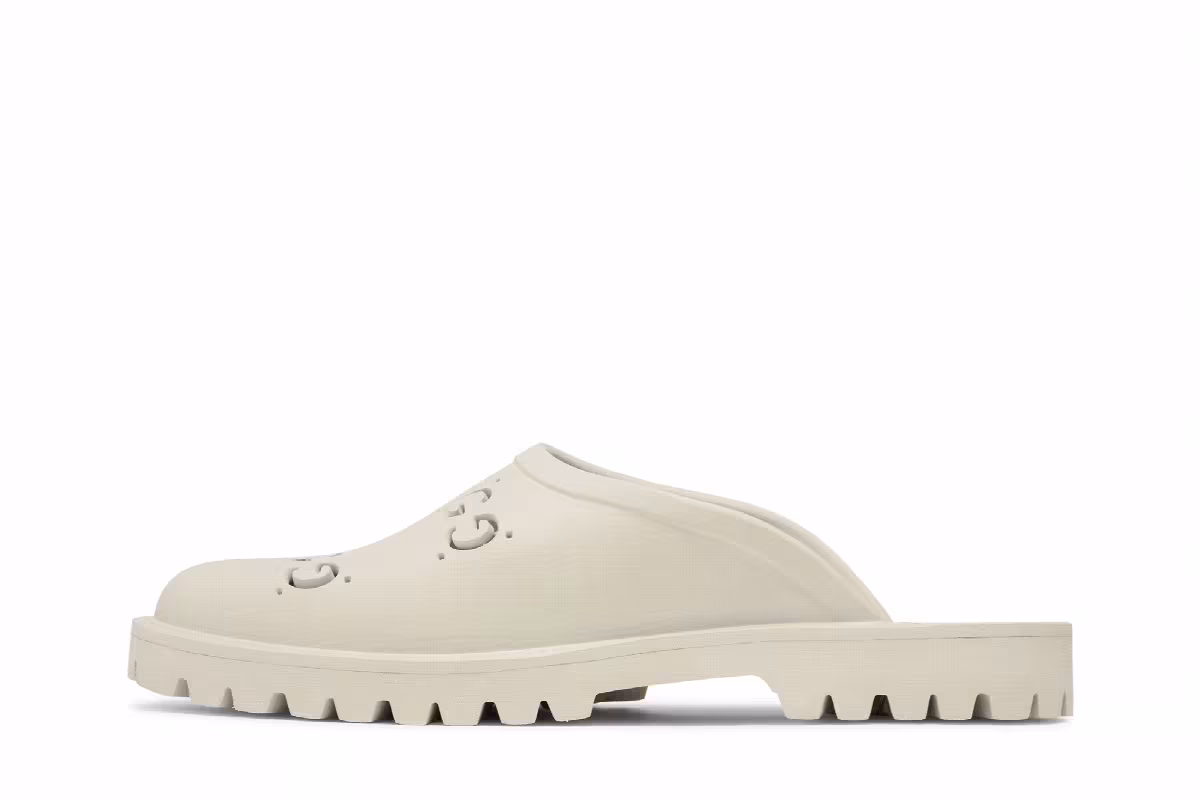 Gucci Slip On Sandal Cut Out Monogram - Mystic White, view 4