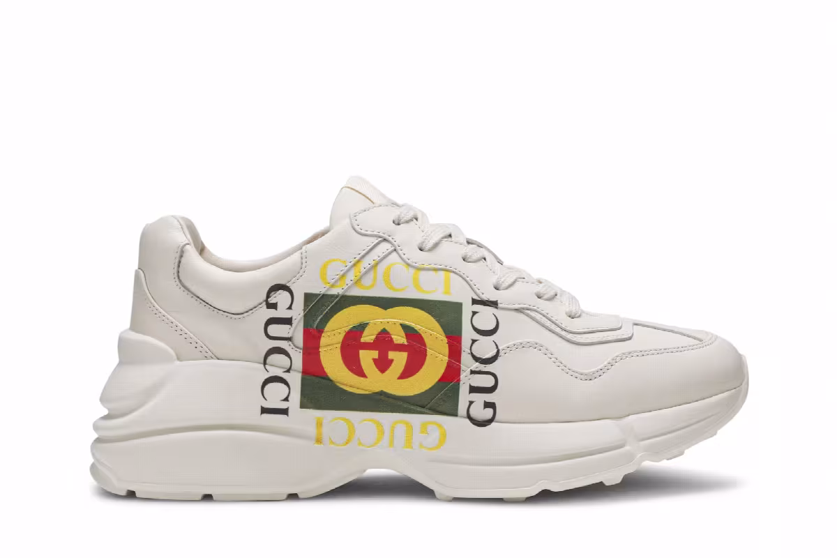 Gucci Rhyton Leather Sneaker Vintage Logo, view 2