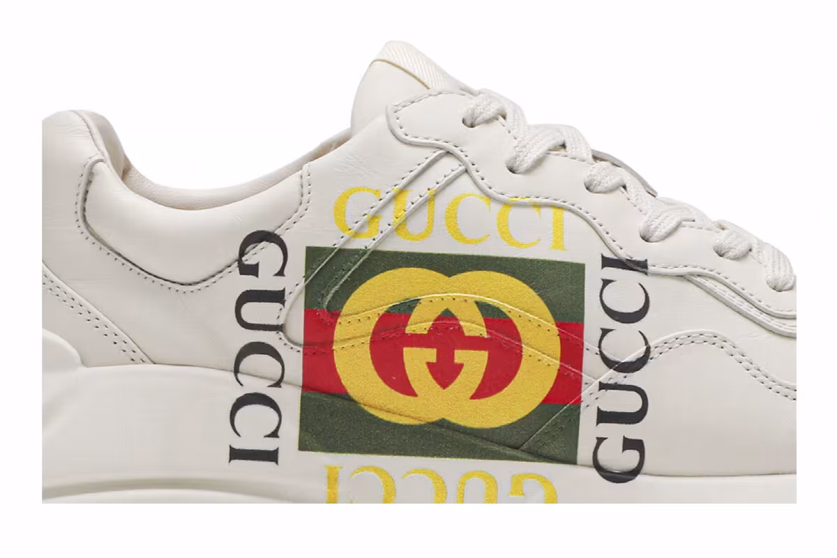 Gucci Rhyton Leather Sneaker Vintage Logo, view 3