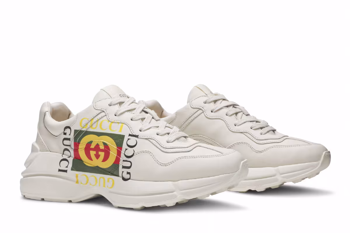 Gucci Rhyton Leather Sneaker Vintage Logo, view 9