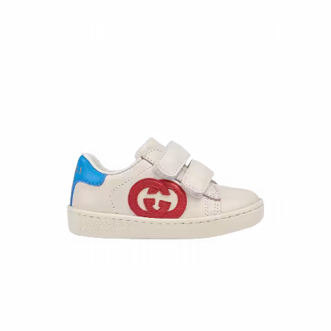 Gucci Ace Leather Kids 'Interlocking G - Mystic White Hibiscus'