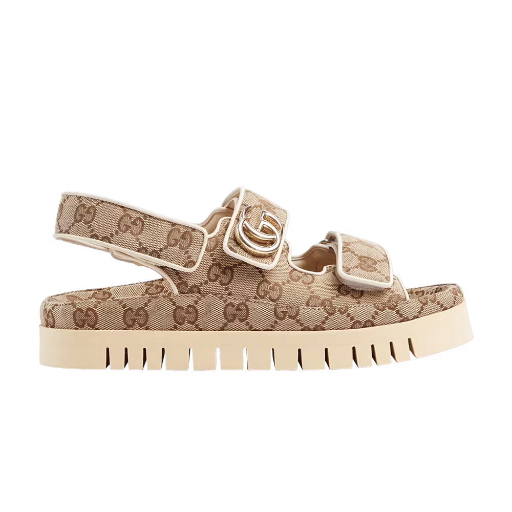 Gucci Women's Sandal GG Canvas - Beige Dark Brown