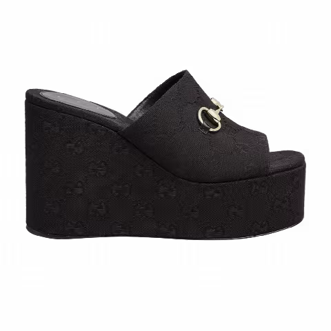 Gucci Wmns Wedge Horsebit Sandal 'Black'