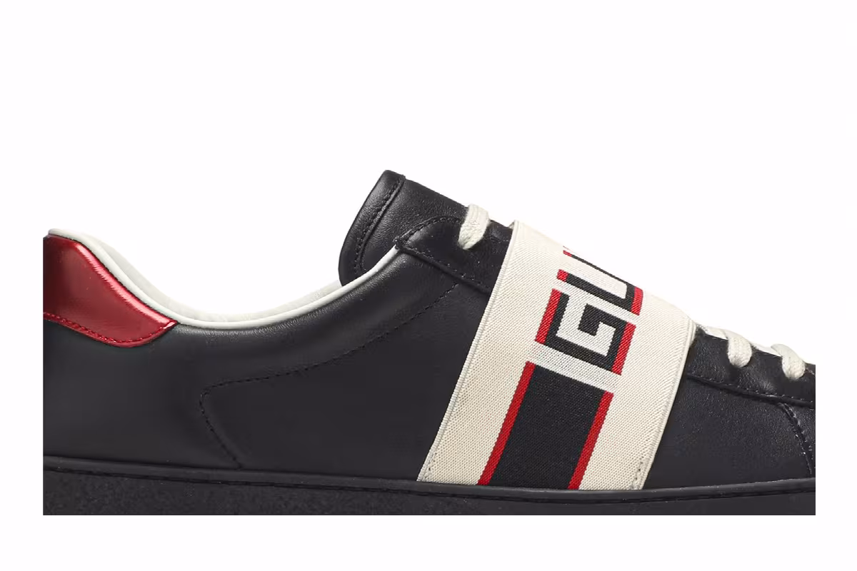 Gucci Ace Stripe Leather Black, view 3