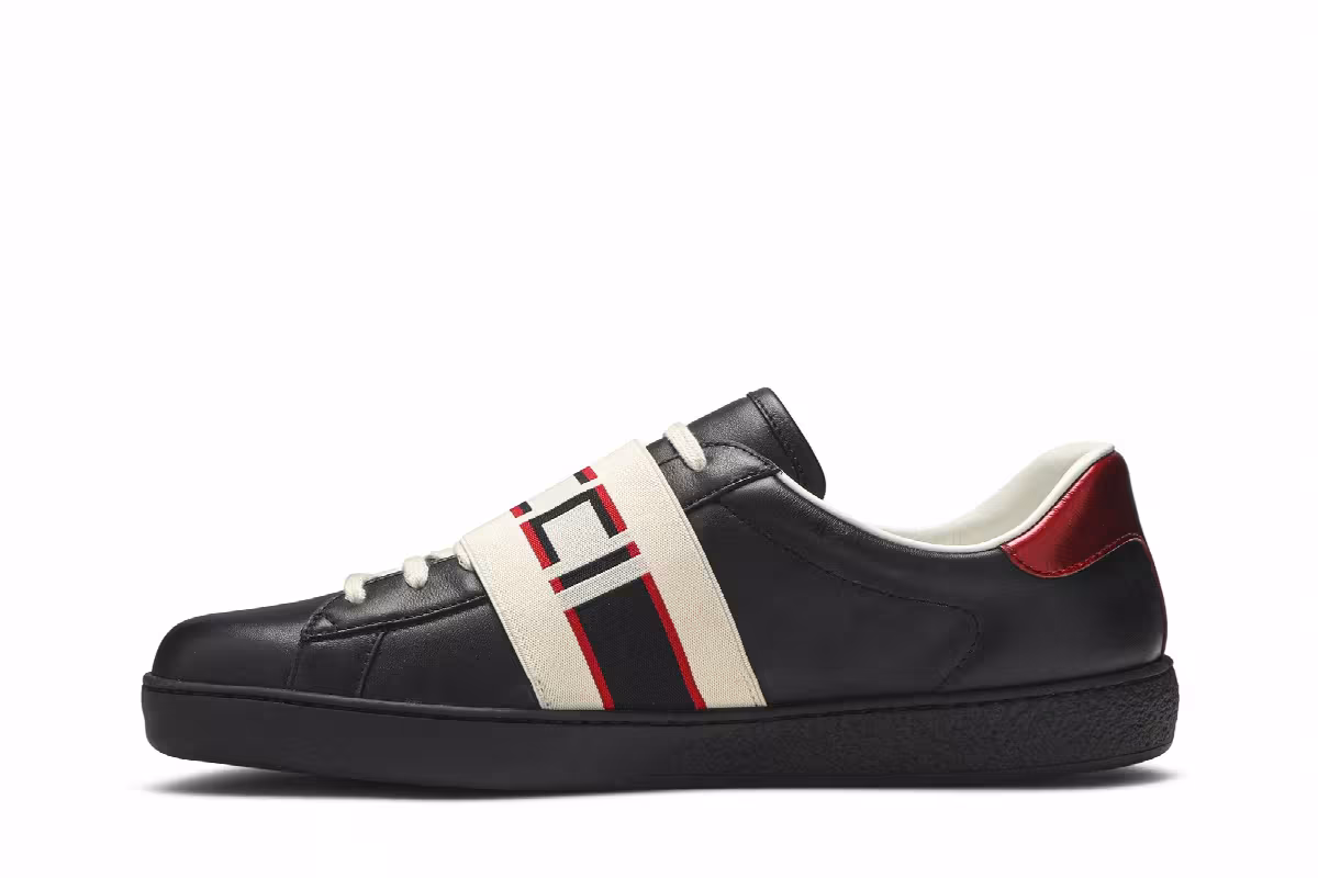 Gucci Ace Stripe Leather Black, view 4