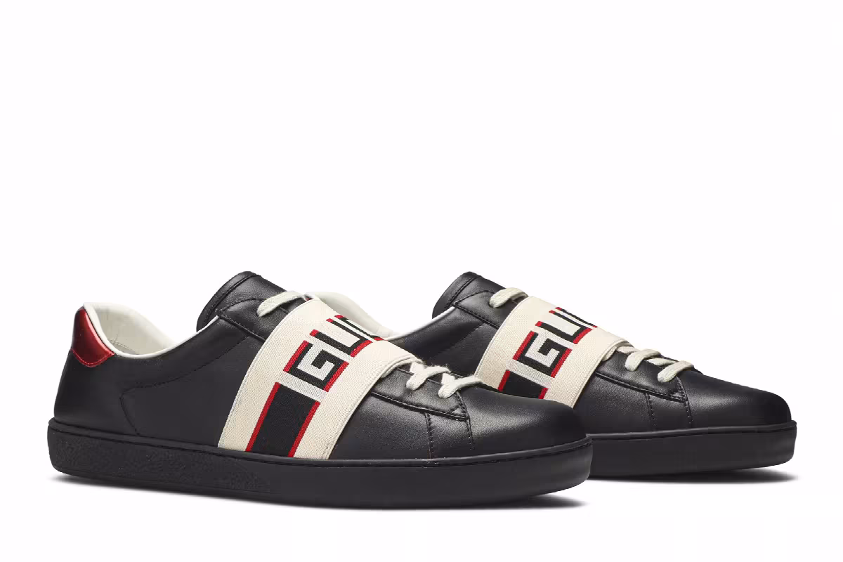Gucci Ace Stripe Leather Black, view 9