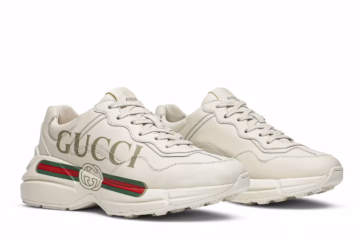 Gucci Women's Rhyton Leather Sneaker Logo, view 9
