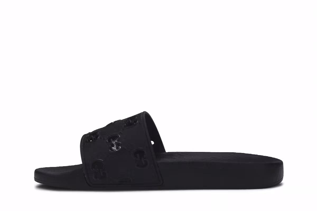 Gucci Rubber GG Slide Black, view 4