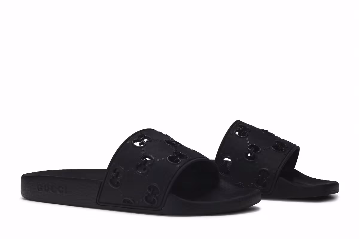 Gucci Rubber GG Slide Black, view 9