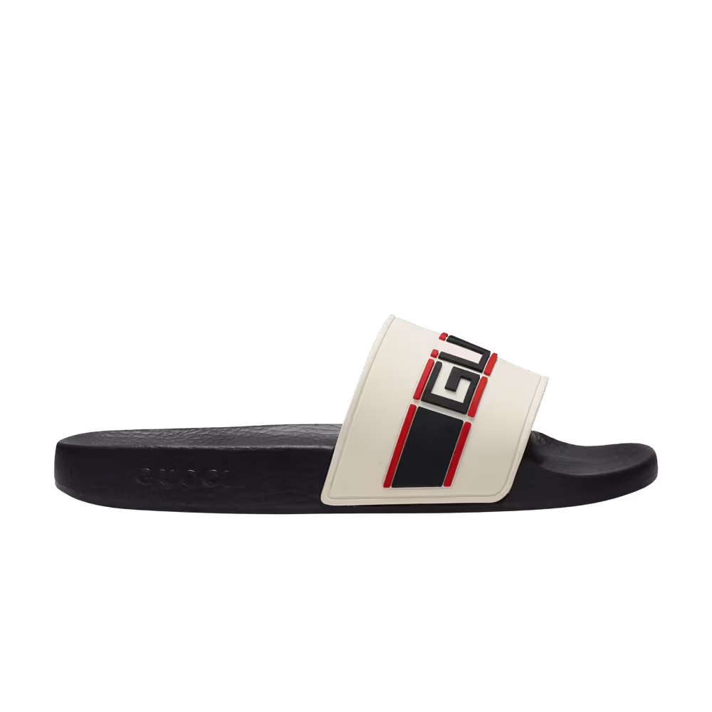 Gucci Stripe Rubber Slide Ecru