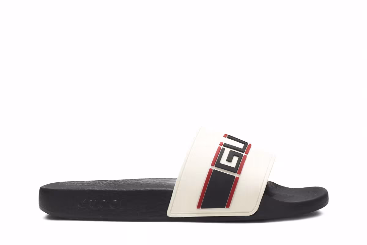 Gucci Stripe Rubber Slide Ecru, view 2