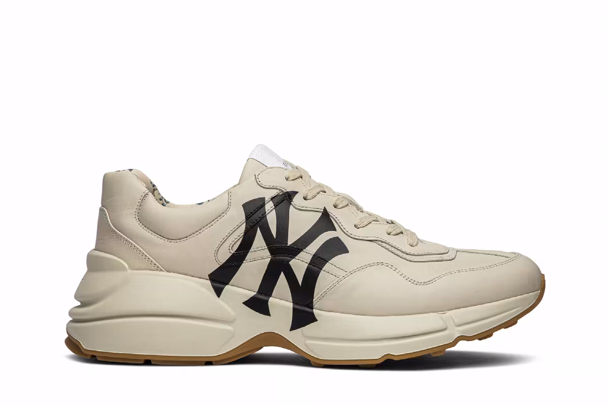 Gucci Rhyton Leather Sneaker NY Yankees, view 2
