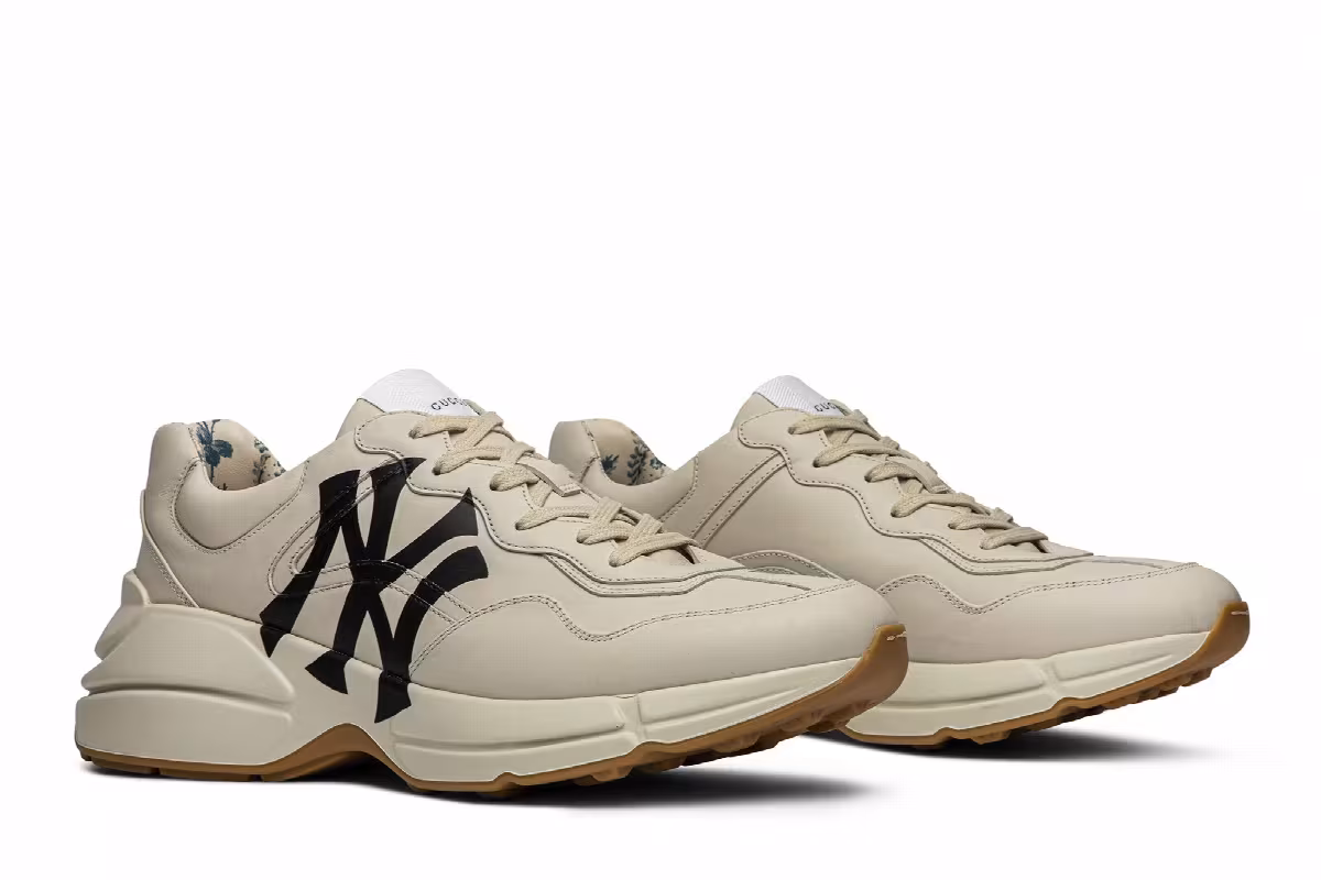 Gucci Rhyton Leather Sneaker NY Yankees, view 9