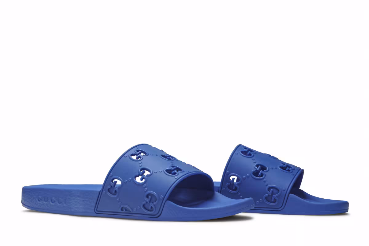Gucci GG Rubber Slide Blue, view 9