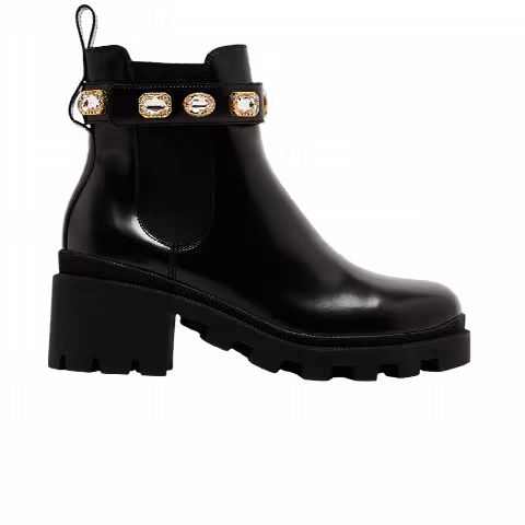 Gucci Wmns Leather Ankle Boot 'Belt - Black'