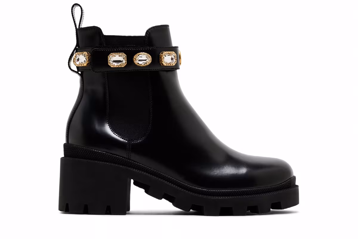 Gucci Women's Leather Ankle Boot Belt - Black, view 2