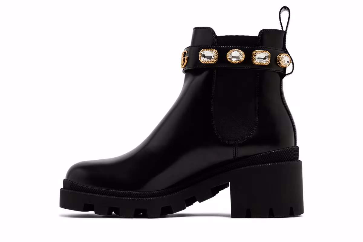 Gucci Women's Leather Ankle Boot Belt - Black, view 4
