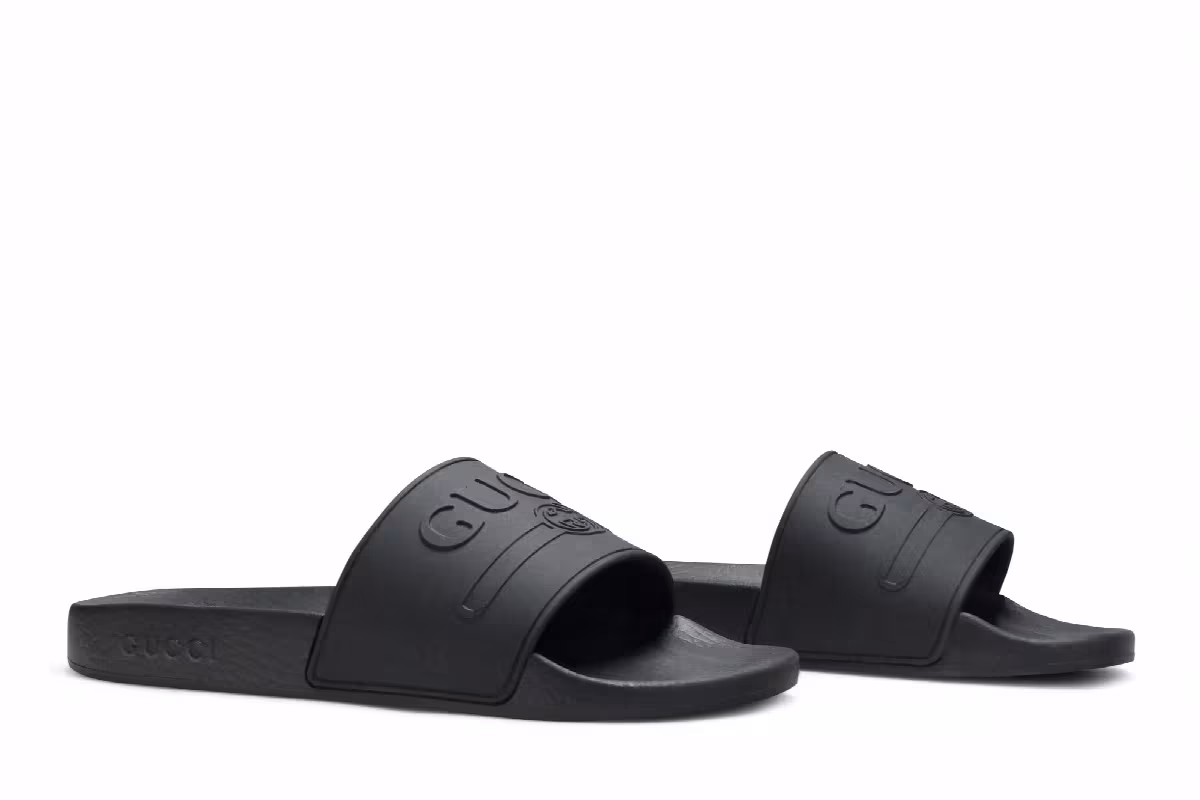 Gucci Logo Rubber Slide Black, view 9