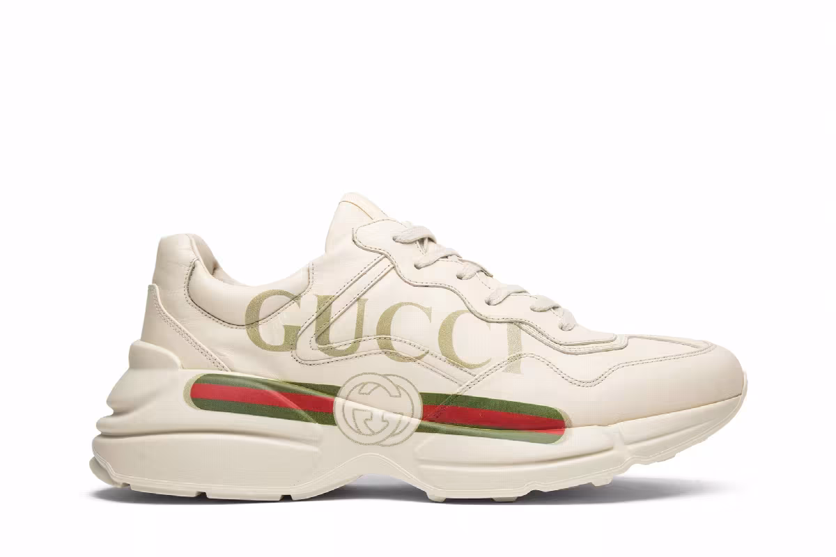 Gucci Rhython Leather Sneaker Logo, view 2