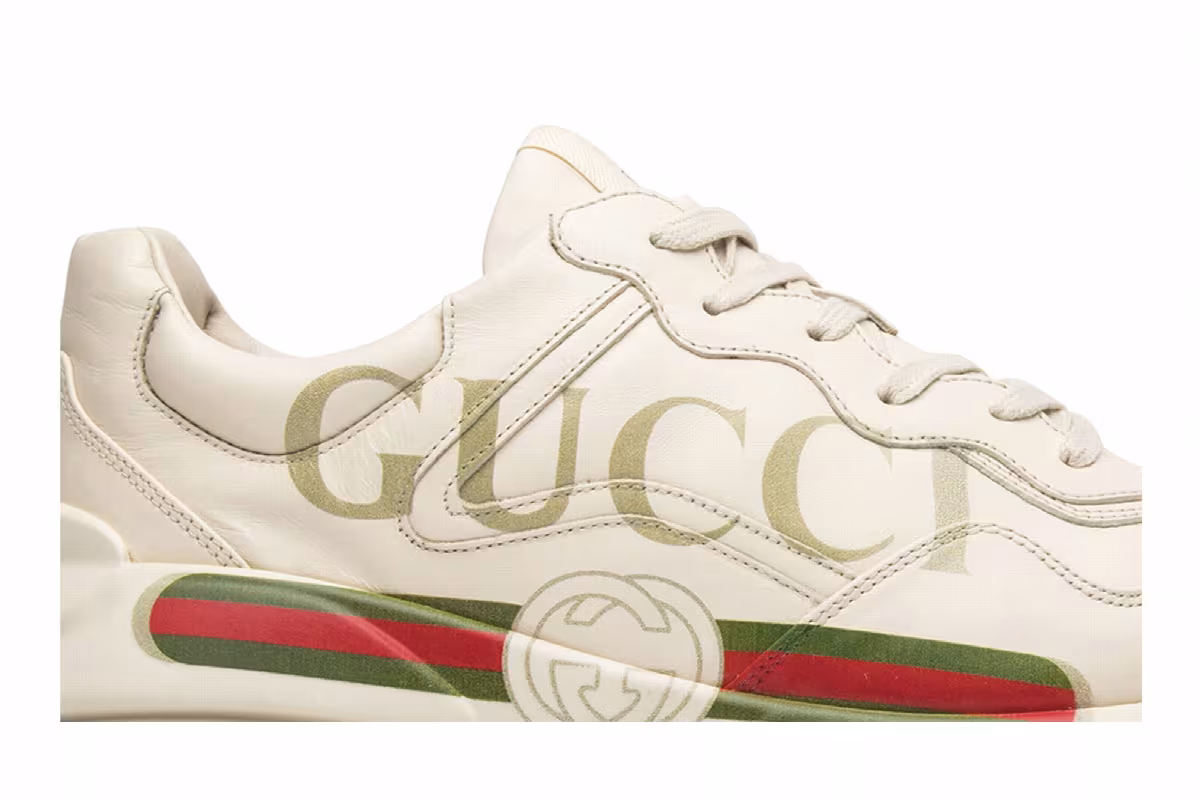Gucci Rhython Leather Sneaker Logo, view 3
