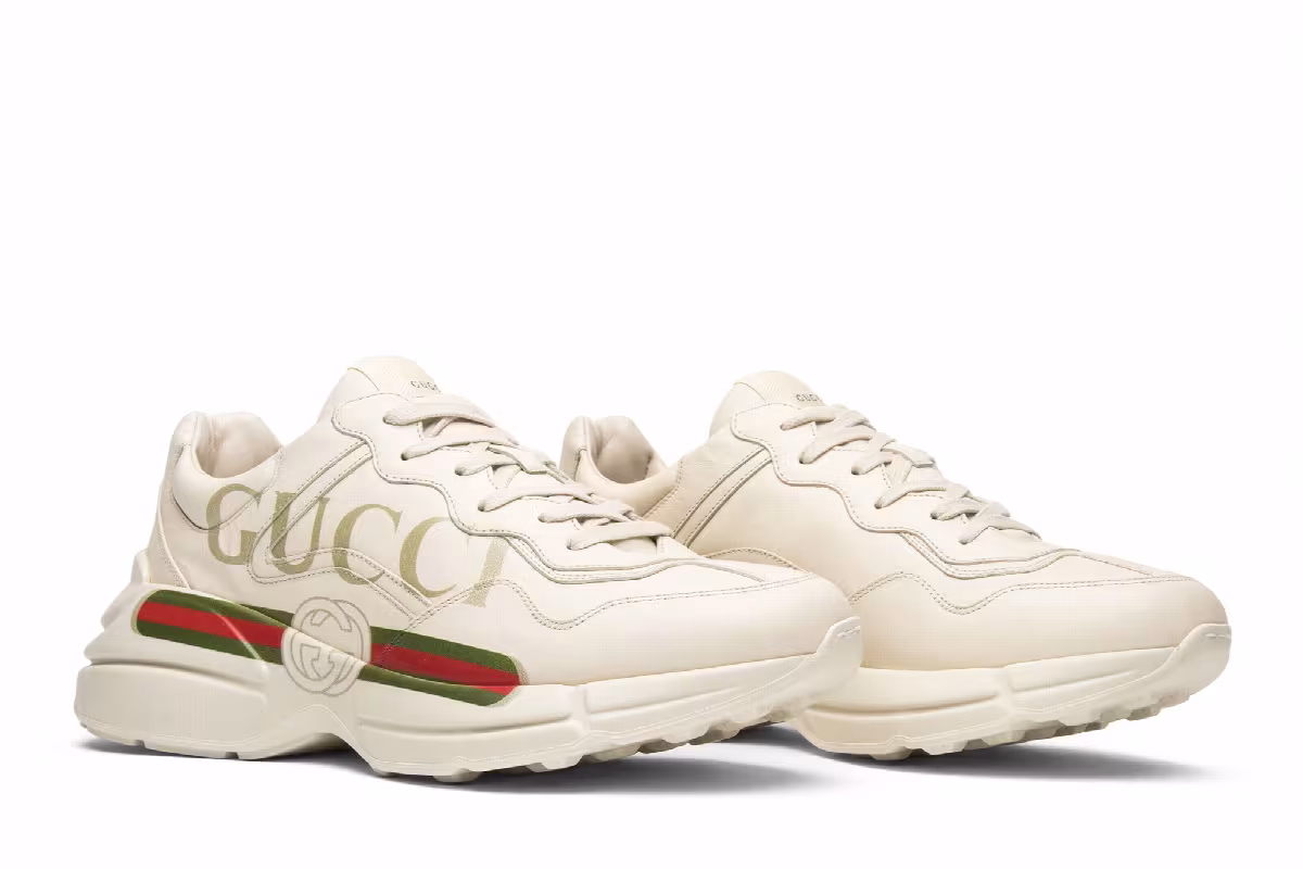 Gucci Rhython Leather Sneaker Logo, view 9