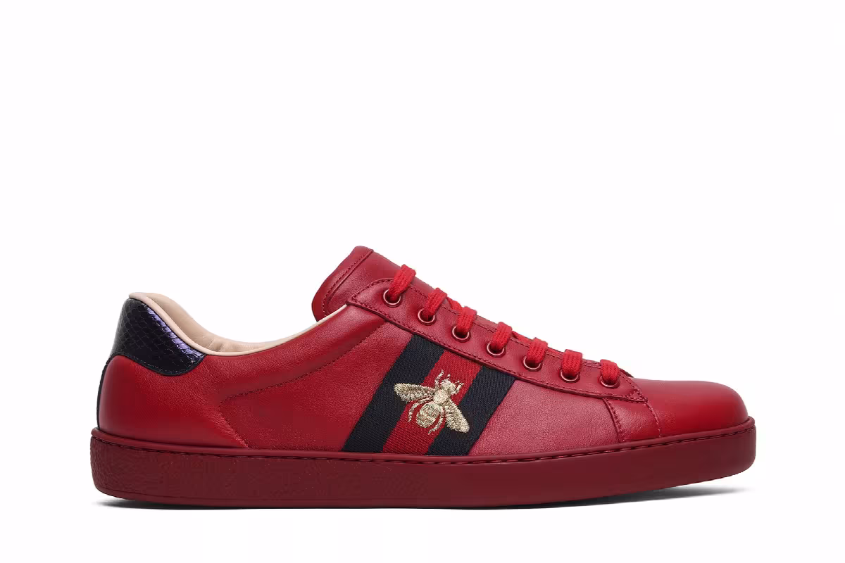 Gucci Ace Embroidered Red Bee, view 2