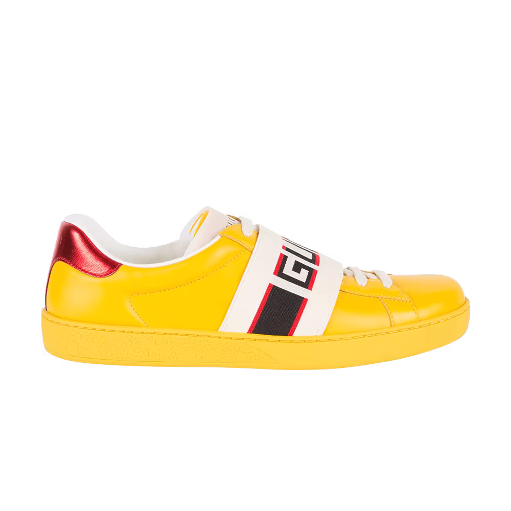 Gucci Ace Stripe Leather Yellow