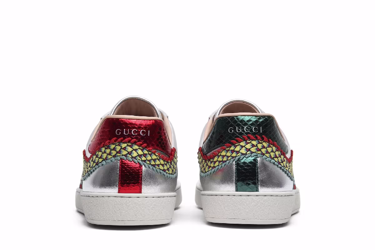 Gucci Ace Embroidered Silver Dragon, view 7
