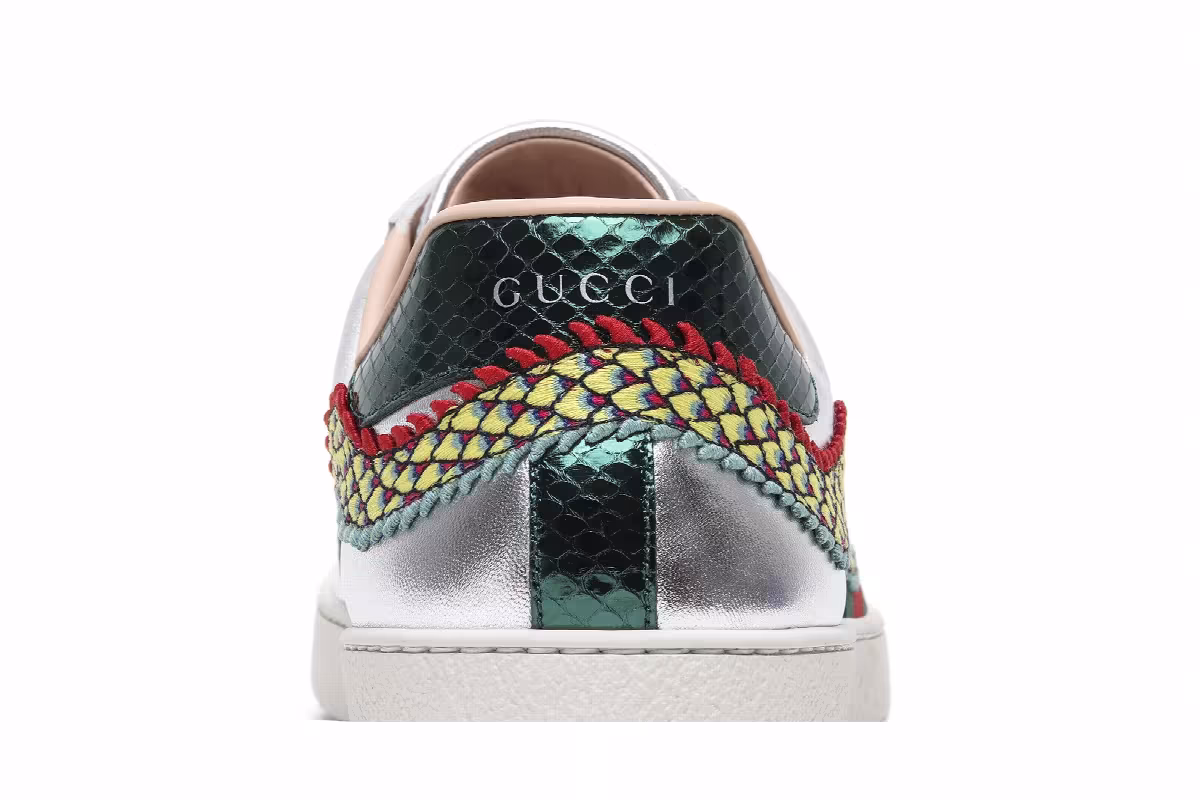 Gucci Ace Embroidered Silver Dragon, view 8