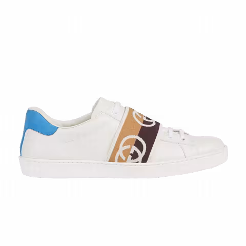 Gucci Ace Elastic Web 'Interlocking G - White Brown'