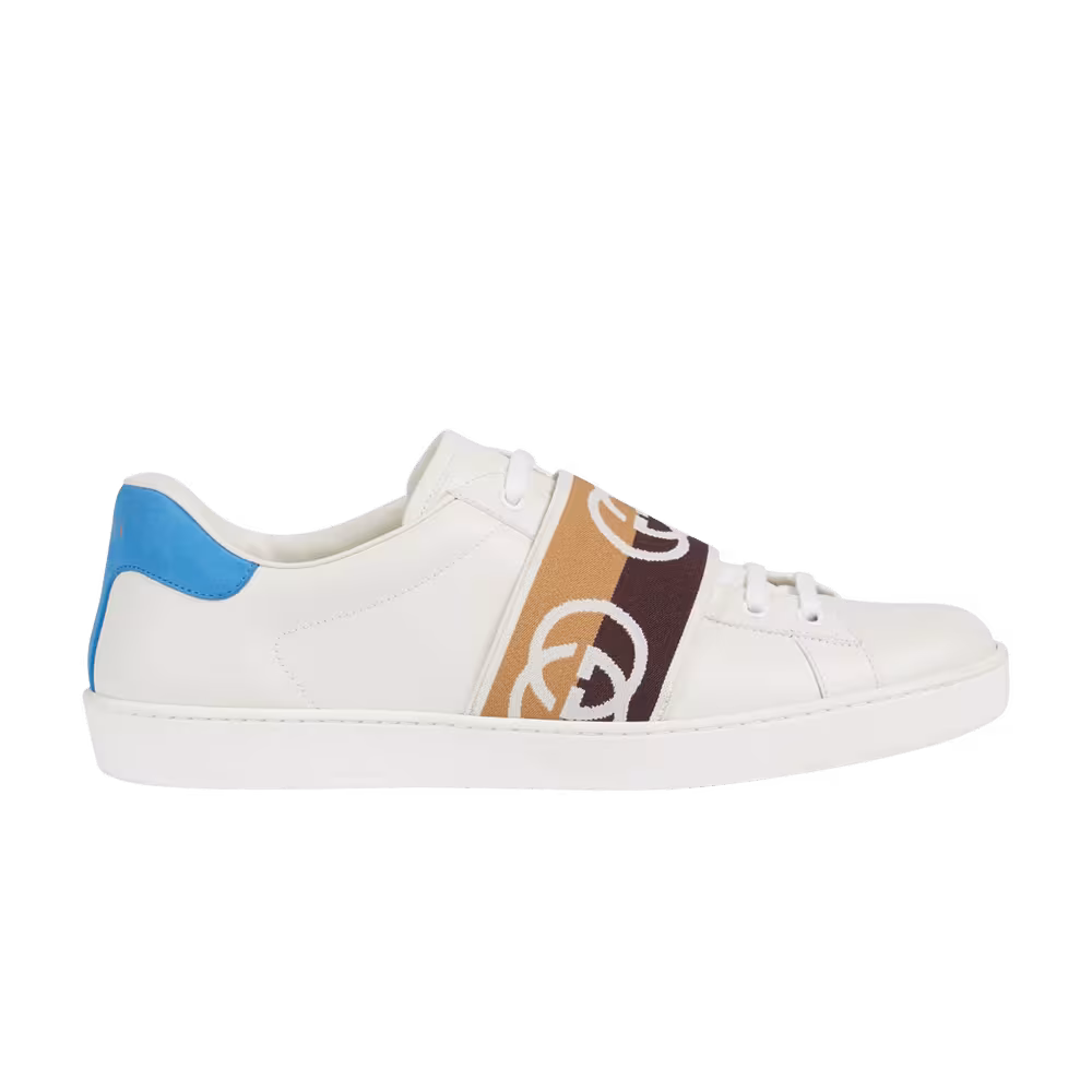 Gucci Ace Elastic Web Interlocking G - White Brown