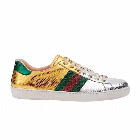 Gucci Ace Metallic Snakeskin 'Gold Silver'