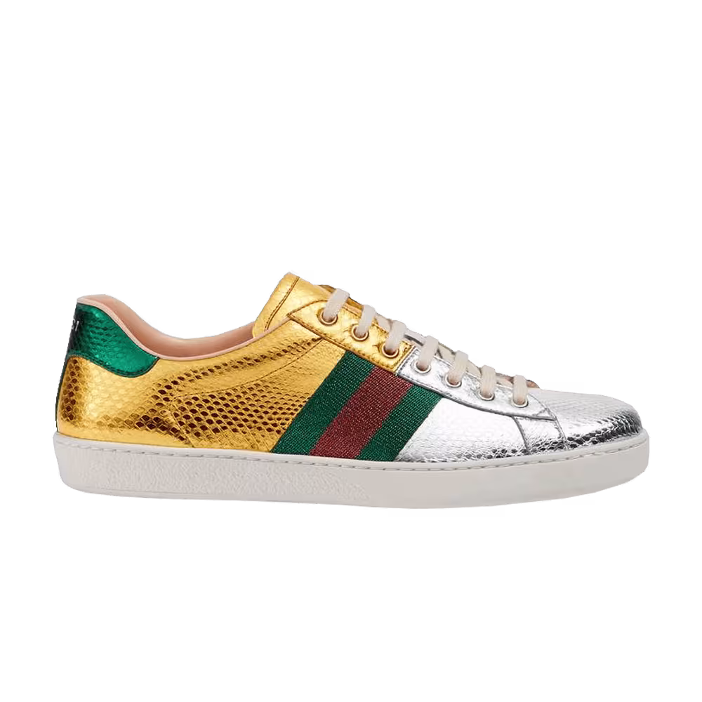 Gucci Ace Metallic Snakeskin Gold Silver