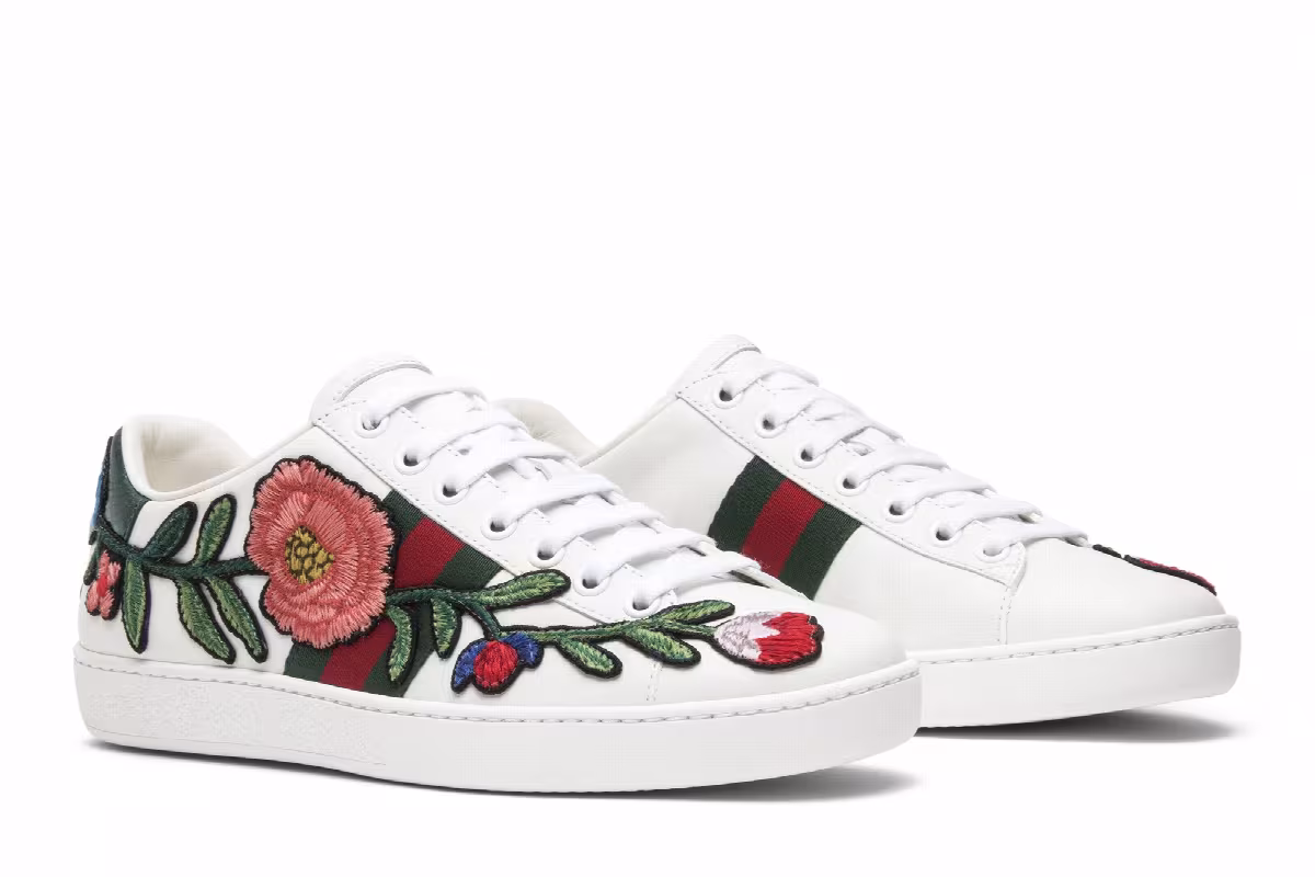Gucci Women's Ace Embroidered Floral, view 9