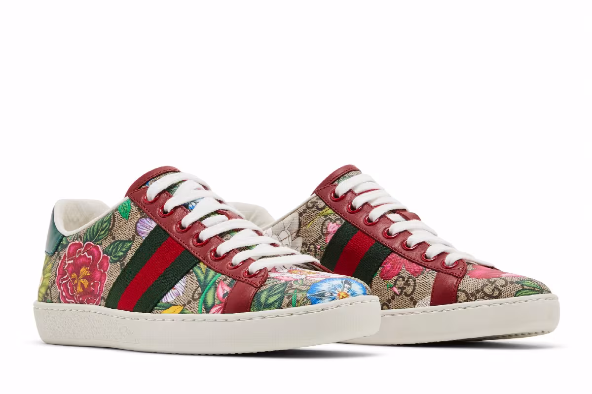 Gucci Women's Ace GG Supreme Low Flora Print - Red, view 9