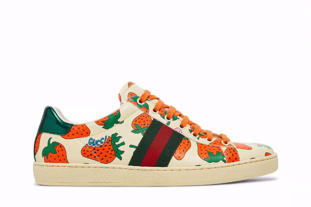 Gucci Women's Ace Strawberry White, view 2