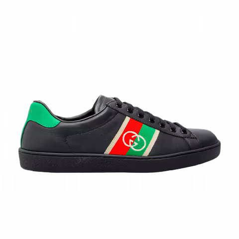 Gucci Wmns Ace Elastic Web 'Interlocking G - Black'