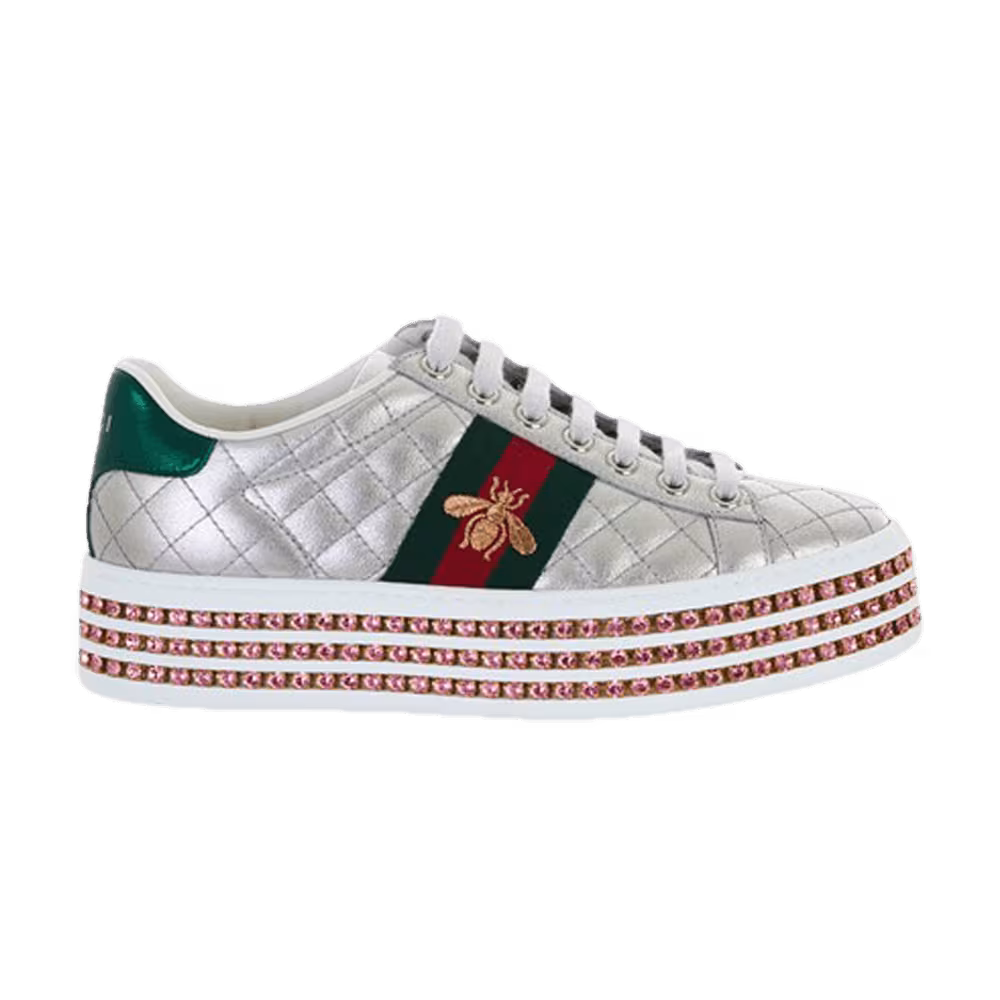 Gucci Women's Ace Metallic Gold Crystals