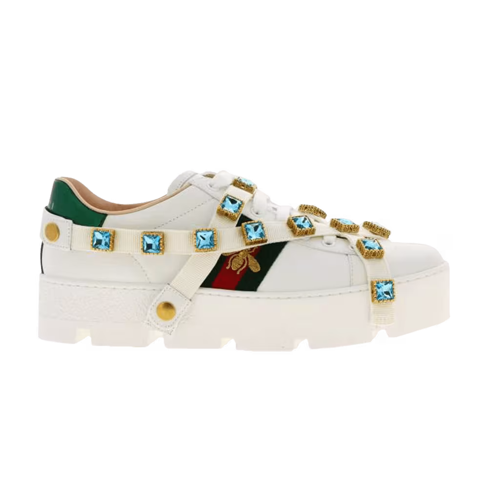 Gucci Women's Ace Platform White Gems