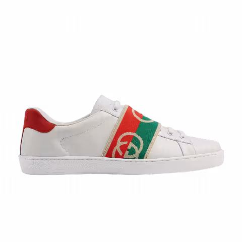 Gucci Wmns Ace Elastic Web 'Interlocking G - White Red Green'