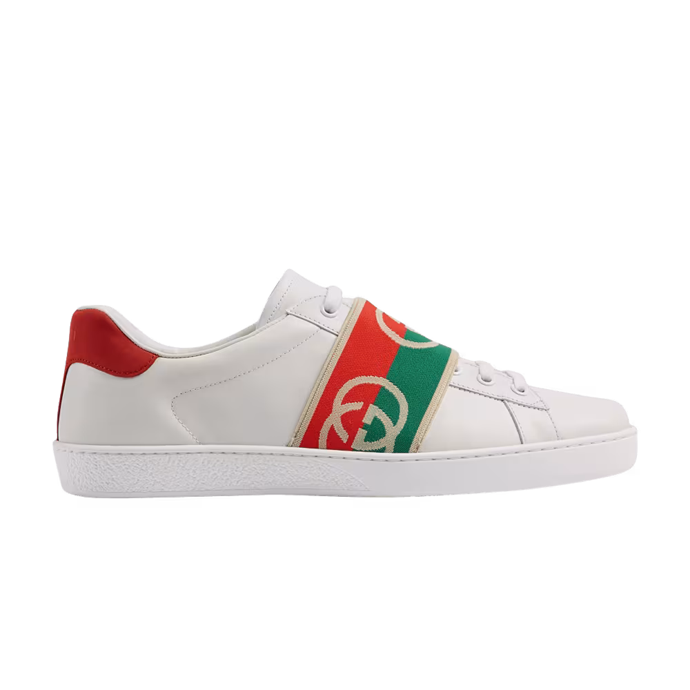 Gucci Women's Ace Elastic Web Interlocking G - White Red Green