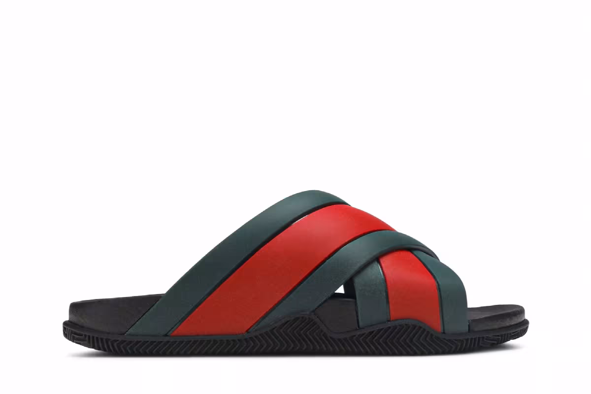 Gucci Rubber Slide Green Red, view 2