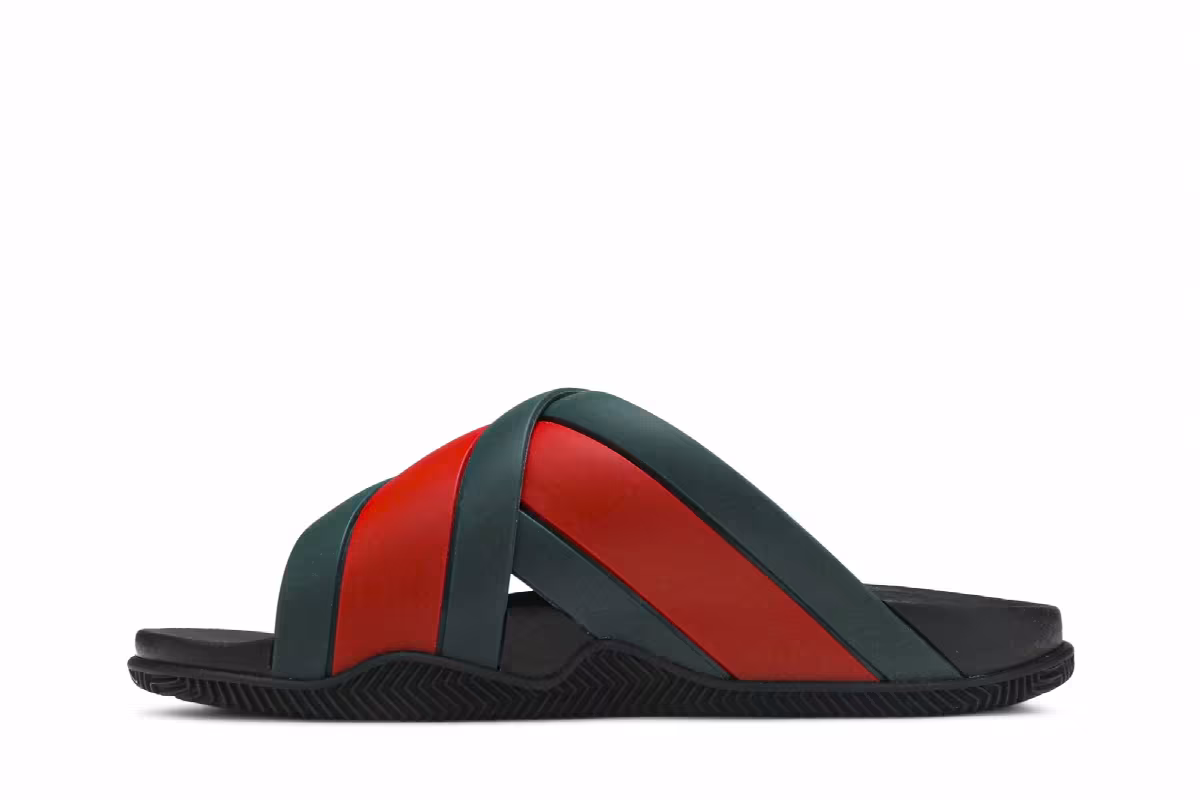 Gucci Rubber Slide Green Red, view 4