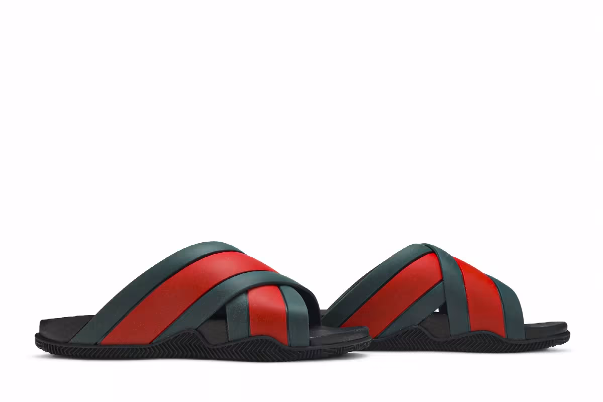 Gucci Rubber Slide Green Red, view 9