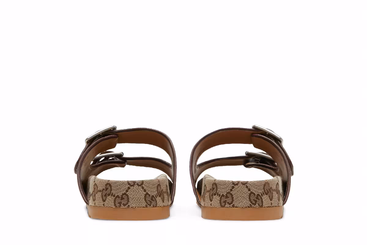 Gucci Slide Sandal Strap Beige Monogram, view 7