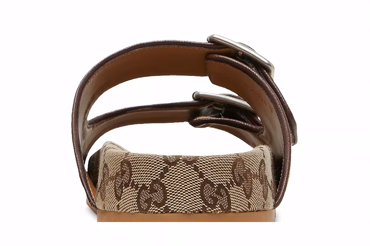 Gucci Slide Sandal Strap Beige Monogram, view 8