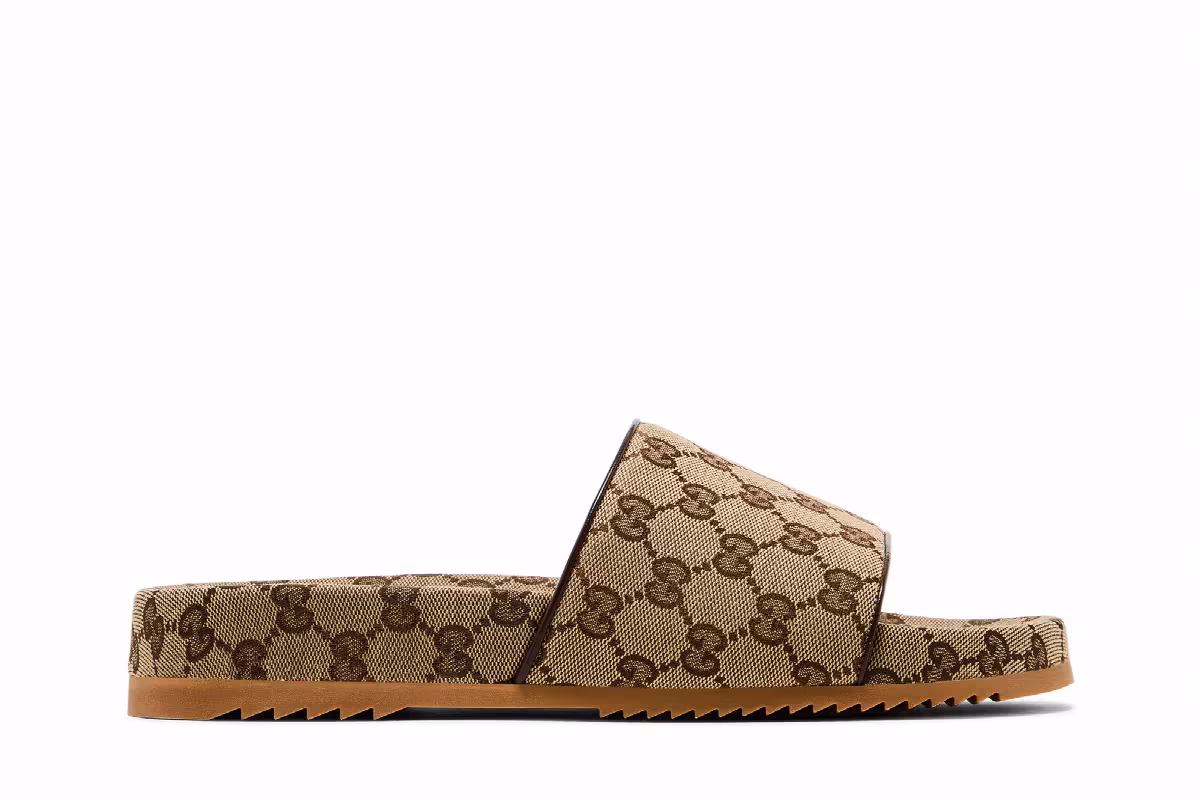 Gucci GG Canvas Slide Sandal Beige Monogram, view 2