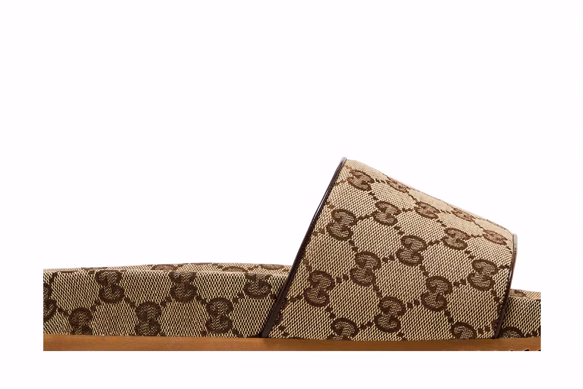 Gucci GG Canvas Slide Sandal Beige Monogram, view 3